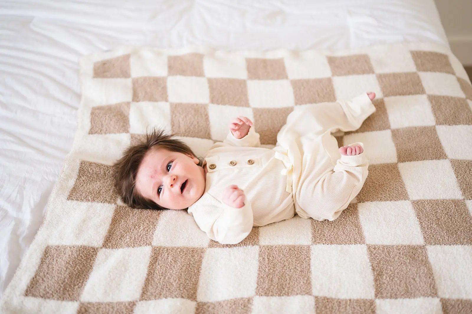 Plush Blanket - Taupe Checker Harp Angel Boutique