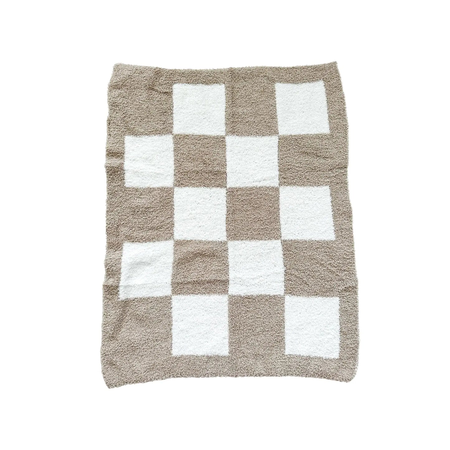 Plush Mini Blanket - Taupe Checker Harp Angel Boutique
