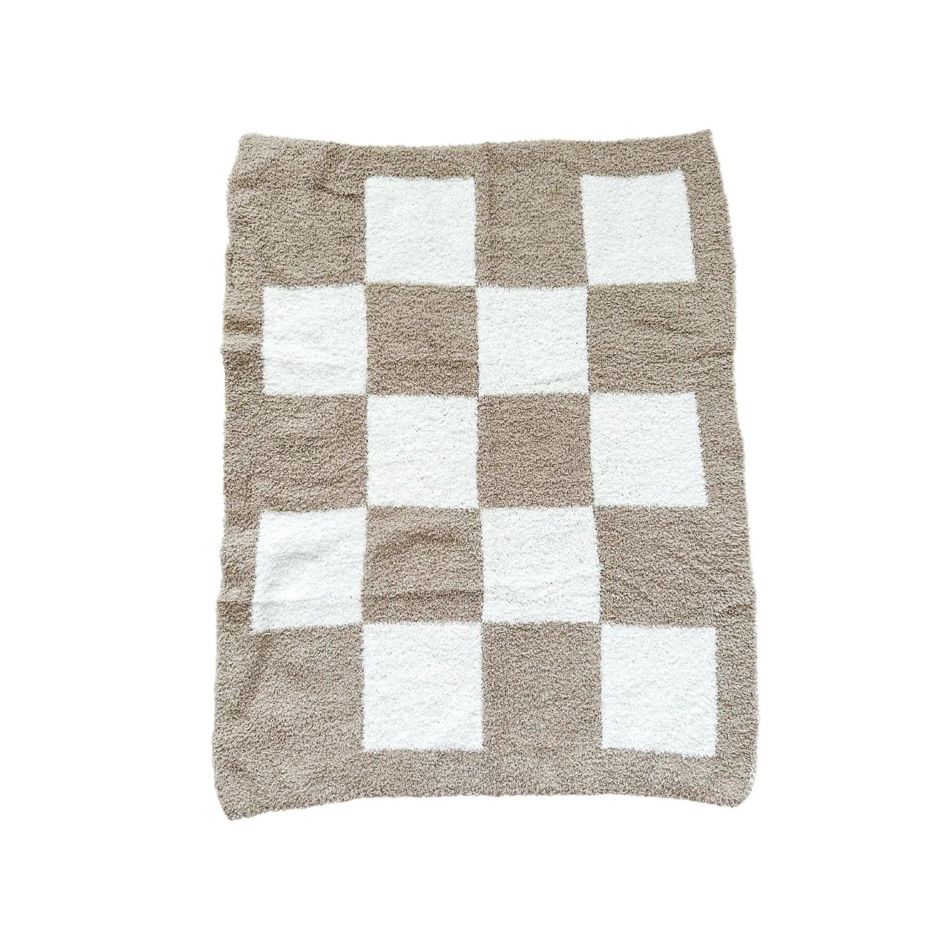 Plush Mini Blanket - Taupe Checker Harp Angel Boutique