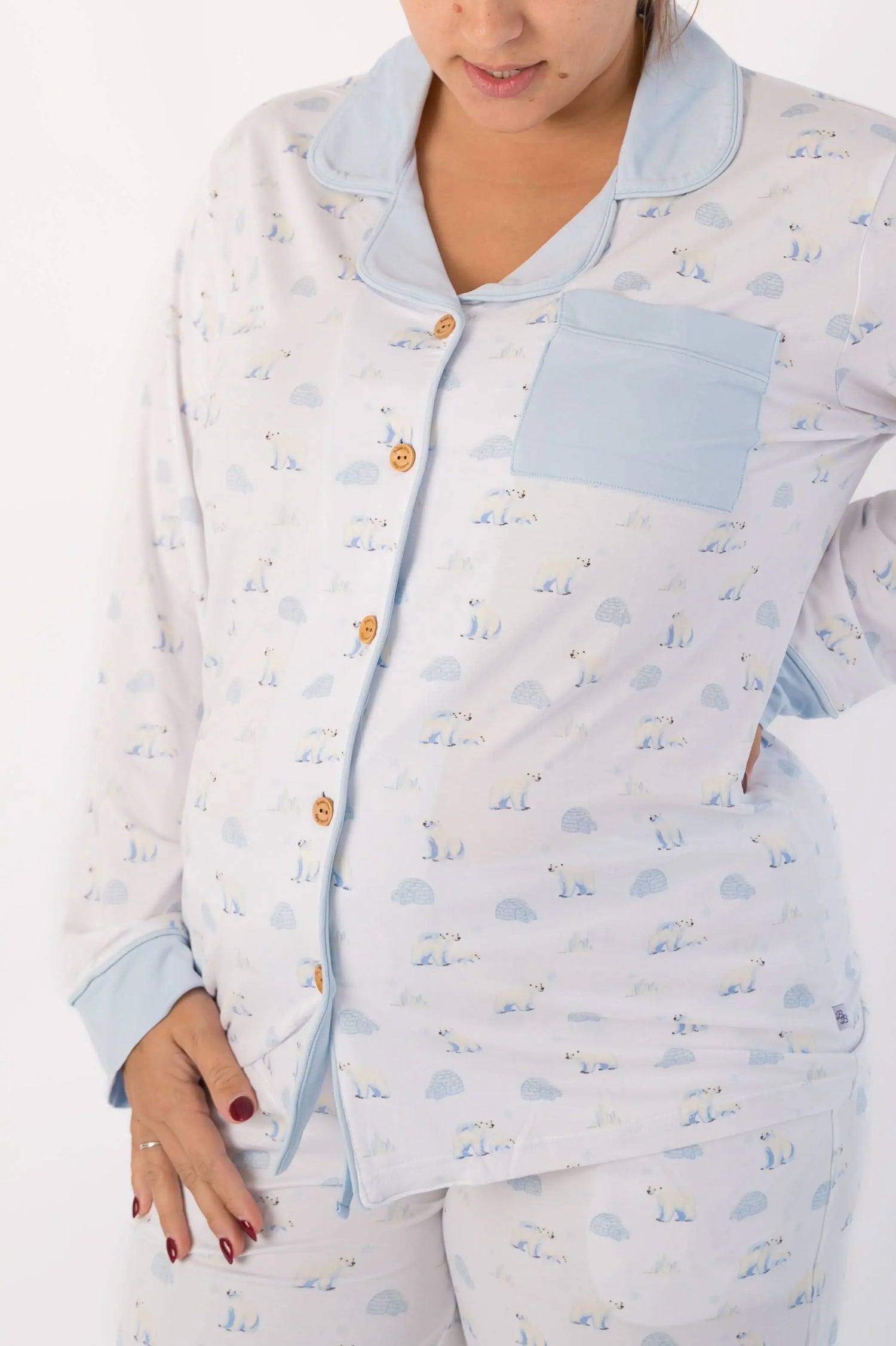 Bubble Baby Polar Bear | Adult Button Pajama Top - 