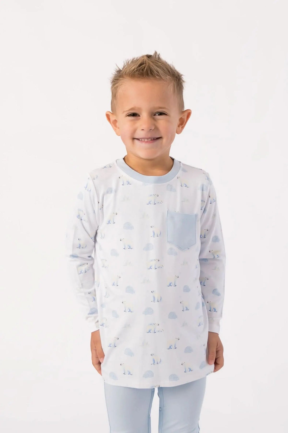 Polar Bear | Children's Long Sleeve Pocket Shirt - Sleeve, White, Neck, Child, Facial expression | Everetts Place