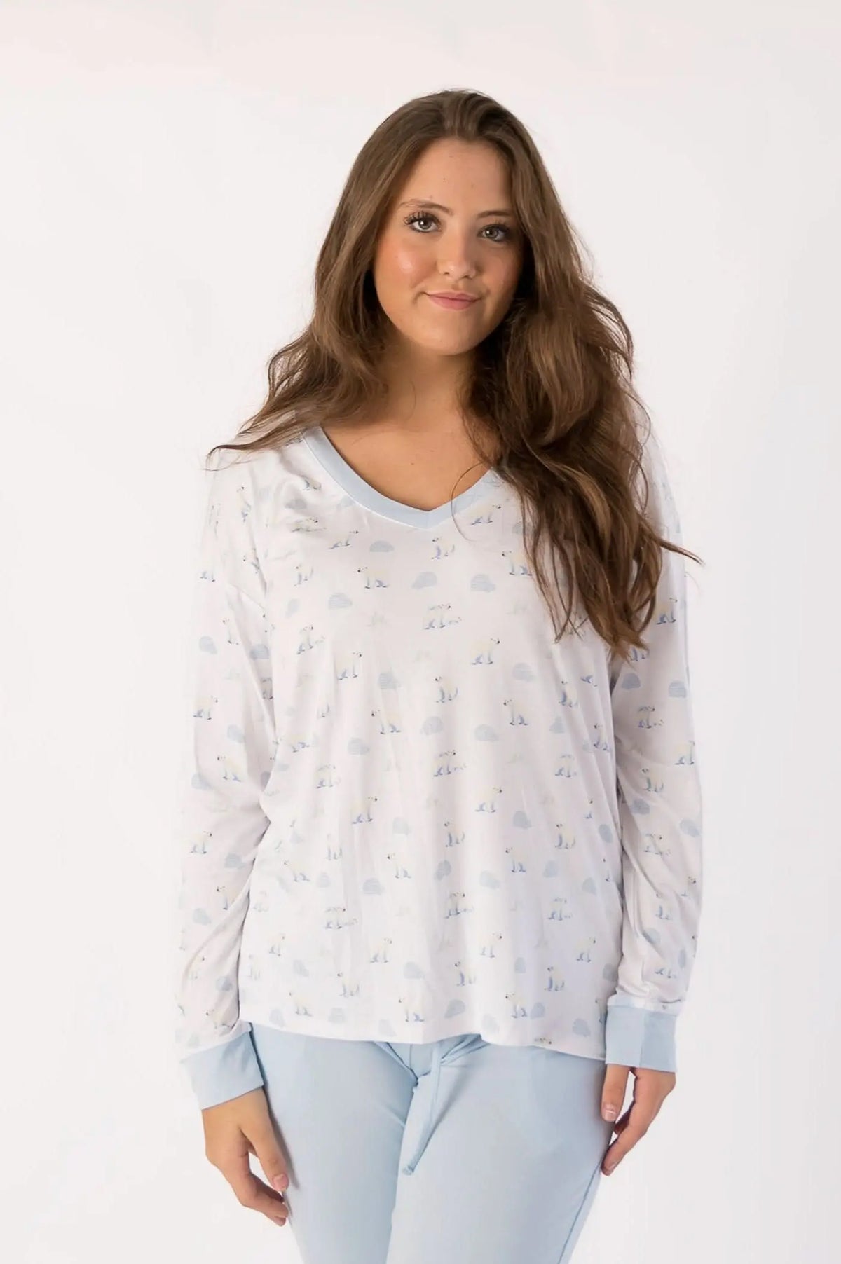 Polar Bear | Long Sleeve Adult V Neck - Sleeve, Nightwear, Long-sleeved T-shirt, Photo shoot, Active Pants | Everetts Place