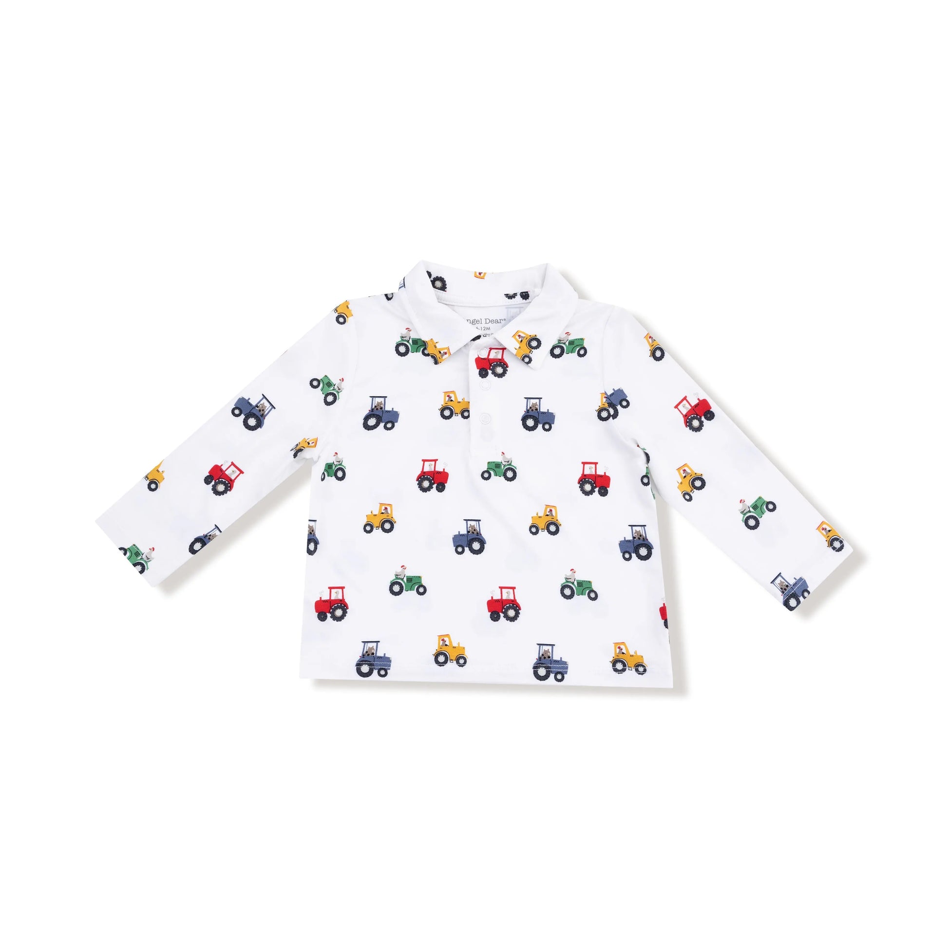 Polo Long Sleeve Shirt Tractor Print Viscose Bamboo Angel Dear Everetts Place: Online Boutique
