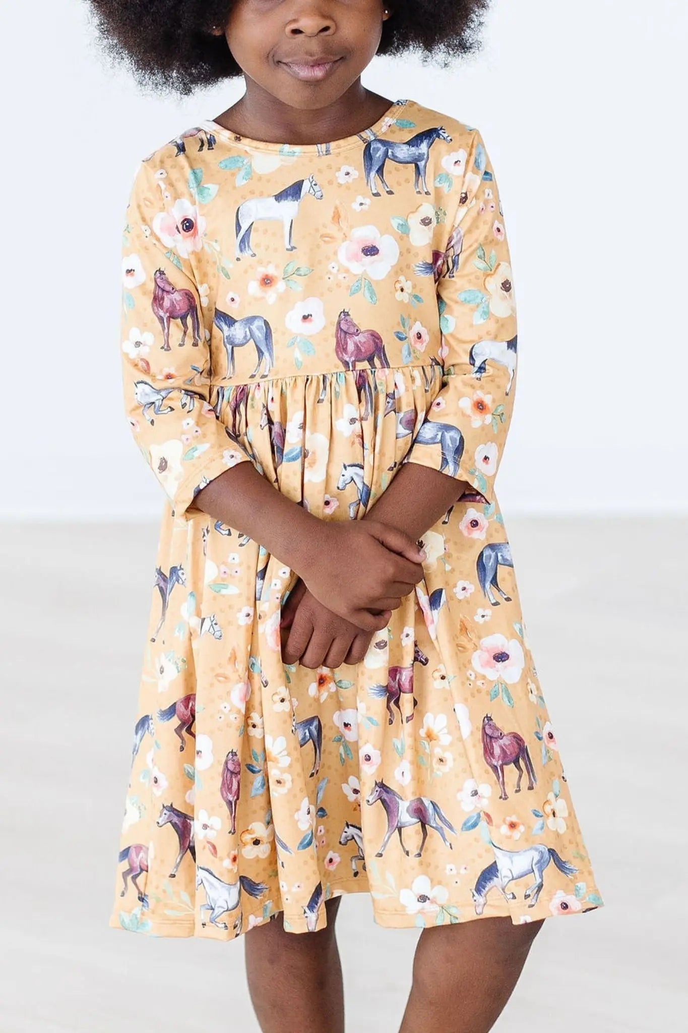 Ponies and Poppies Three Quarter Sleeve Twirl Pocket Dress Mila & Rose ® Everetts Place: Online Boutique