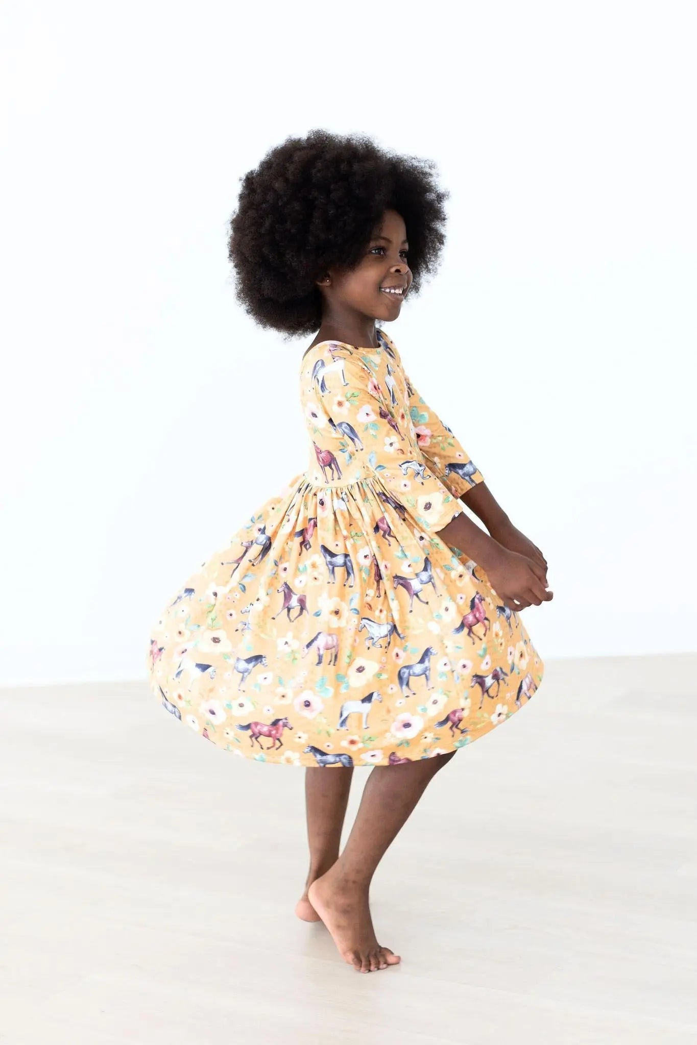 Ponies and Poppies Three Quarter Sleeve Twirl Pocket Dress Mila & Rose ® Everetts Place: Online Boutique