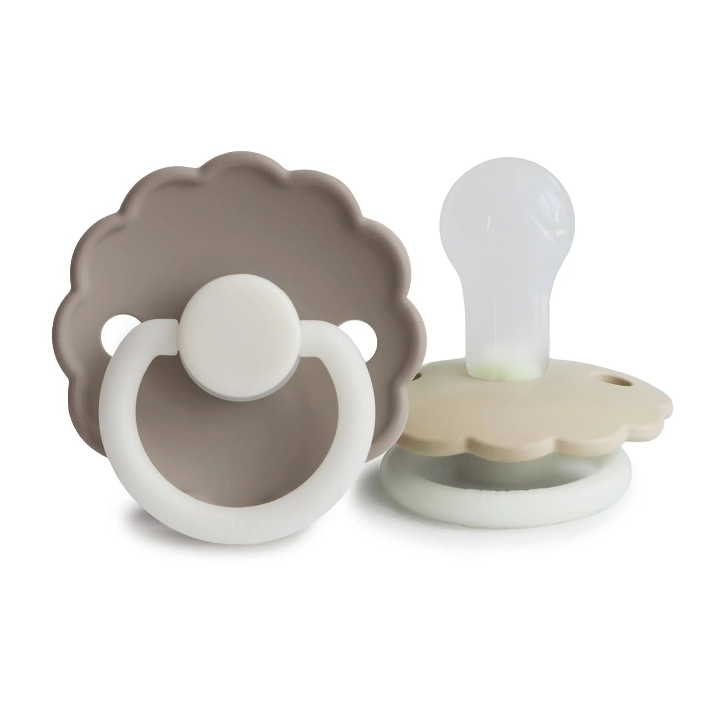 Frigg Daisy Night Silicone Pacifier 2 Pack with SilkySoft Nipple and Glow in Dark Design Mushie
