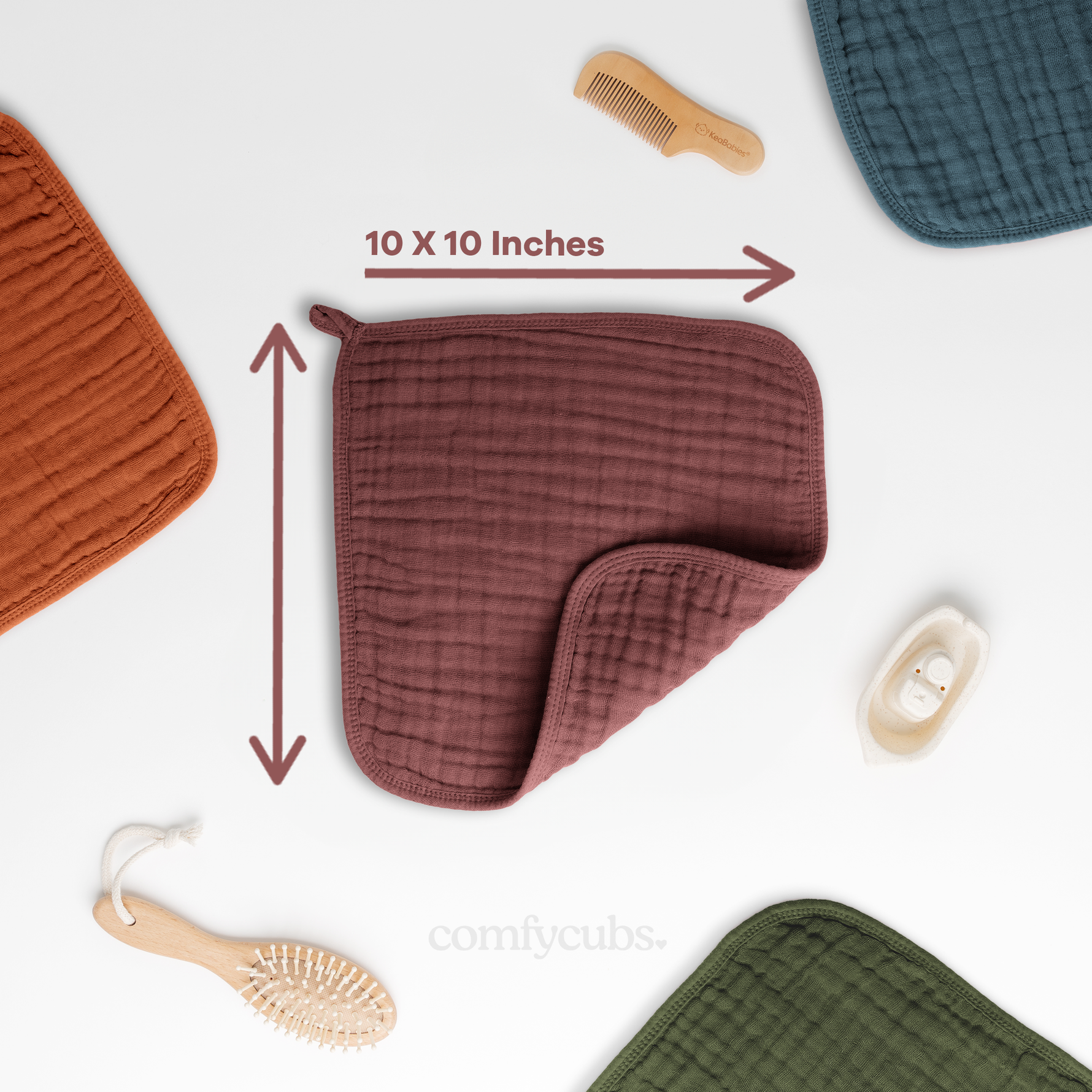 Premium Muslin Baby Washcloths In Wine By Comfy Cubs Comfy Cubs Everetts Place: Online Boutique