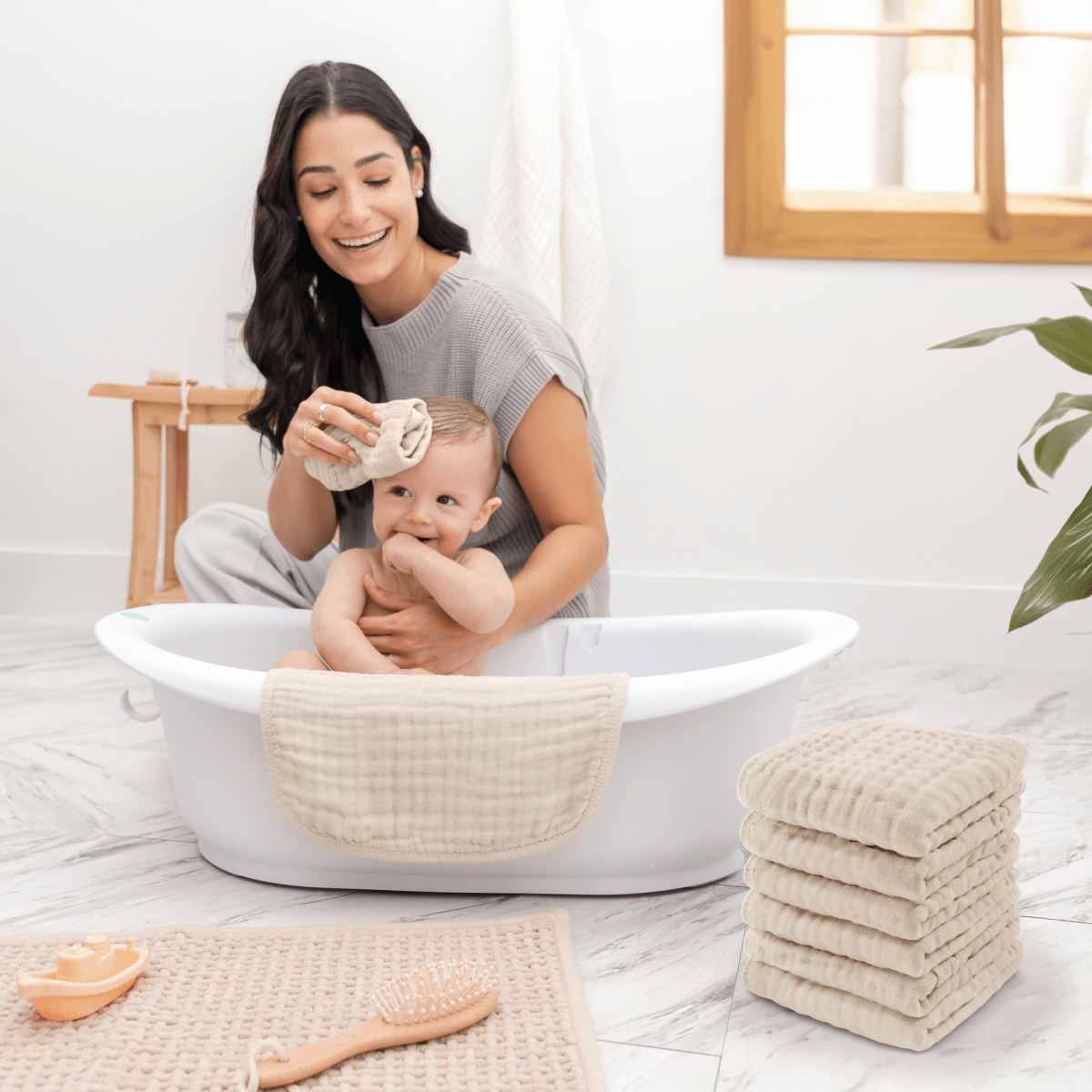 Comfy Cubs Premium Sand Muslin Washcloths For Newborn Baby By Comfy Cubs - Everetts Place Boutique - 