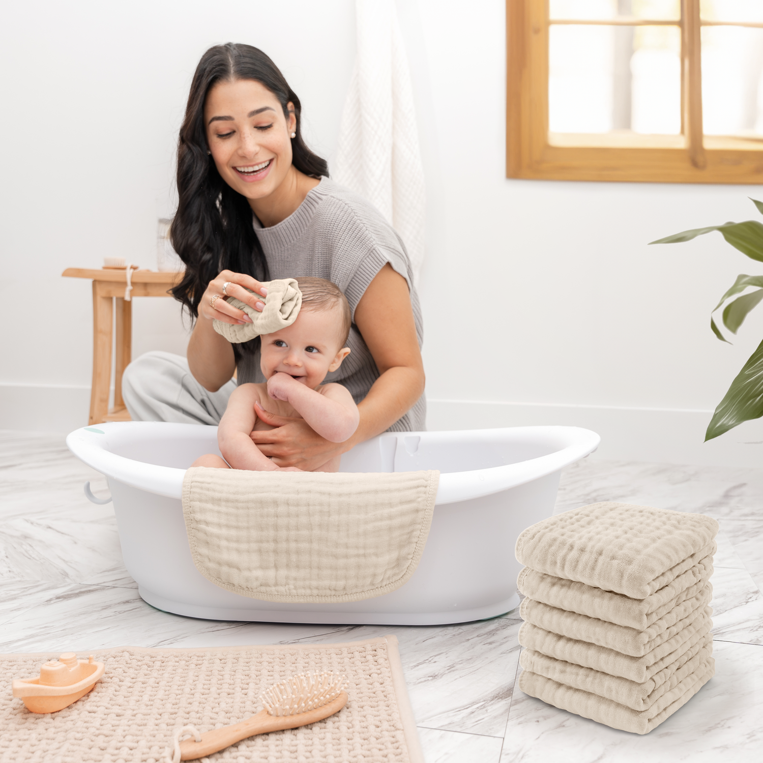 Premium Sand Muslin Washcloths For Newborn Baby By Comfy Cubs Comfy Cubs Everetts Place: Online Boutique