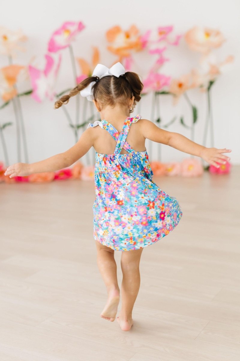 Mila & Rose ® Preppy Floral Ruffle Cross Back Dress From Mila and Rose - Everetts Place Boutique - 