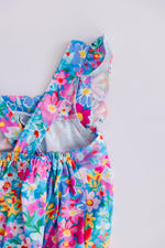 Preppy Floral Ruffle Cross Back Romper for Girls Summer Fun Mila & Rose ® Everetts Place: Online Boutique