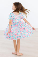 Pretty In Pink Flamingos Short Sleeve Pocket Twirl Dress Mila & Rose ® Everetts Place: Online Boutique