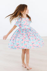 Pretty In Pink Flamingos Short Sleeve Pocket Twirl Dress Mila & Rose ® Everetts Place: Online Boutique