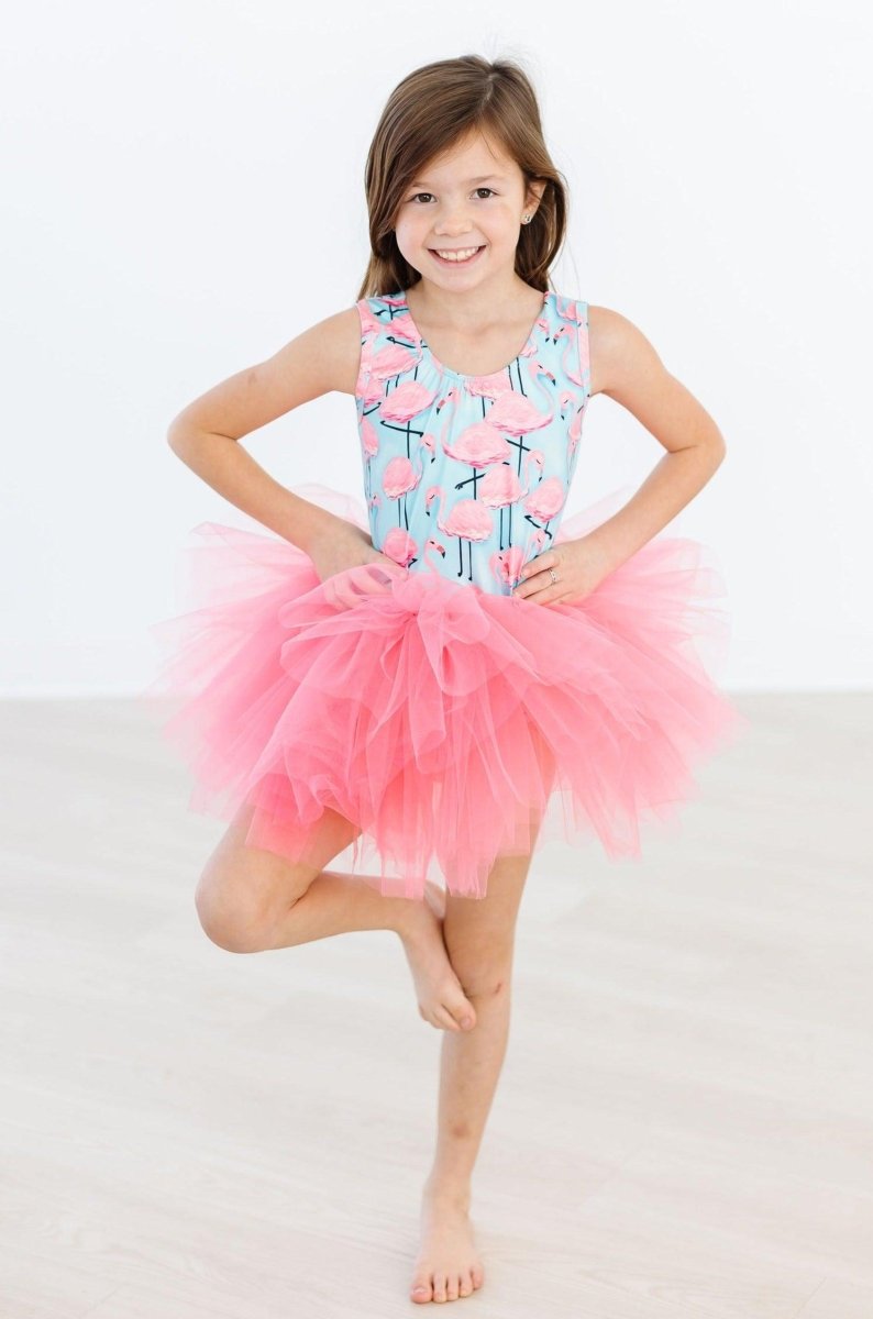 Mila & Rose ® Pretty In Pink Flamingos Tank Tutu Leotard For Girls - Everetts Place Boutique - 