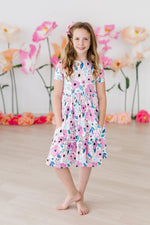 Mila & Rose ® Pretty In Purple Short Sleeve Pocket Twirl Toddler Dress - Everetts Place Boutique - 