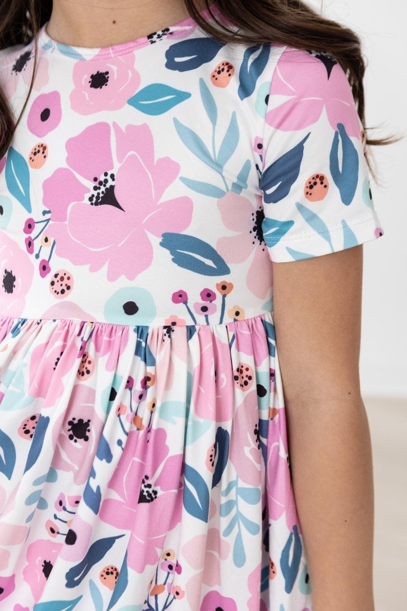 Mila & Rose ® Pretty In Purple Short Sleeve Pocket Twirl Toddler Dress - Everetts Place Boutique - 