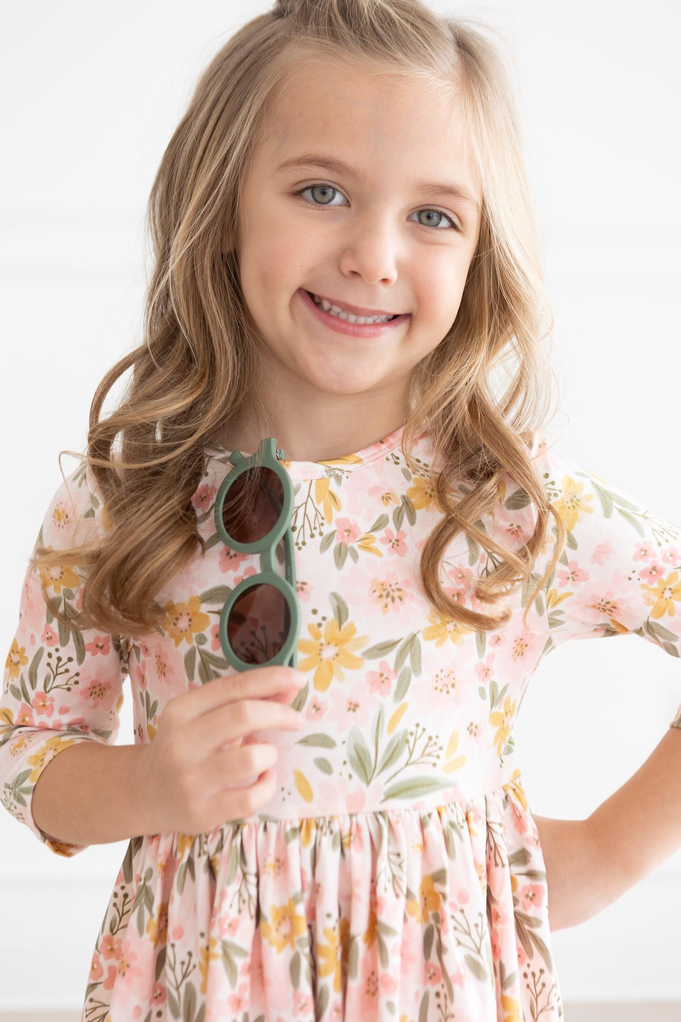 Pretty Peachy ThreeQuarter Sleeve Pocket Twirl Dress Girls Mila & Rose ® Everetts Place: Online Boutique