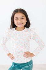 Pretty Pumpkins Long Sleeve Ruffle Tee For Girls Trendy Mila & Rose ® Everetts Place: Online Boutique