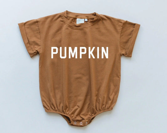Pumpkin Graphic T Shirt Romper For Baby With Snap Closures Little Joy Co. Everetts Place: Online Boutique
