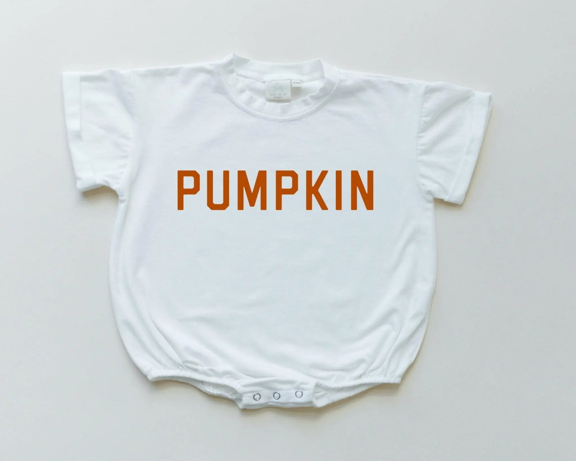 Pumpkin Graphic T Shirt Romper For Baby With Snap Closures Little Joy Co. Everetts Place: Online Boutique