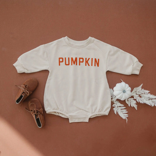 Pumpkin Organic Cotton Sweatshirt Romper Little Joy Co. Everetts Place: Online Boutique