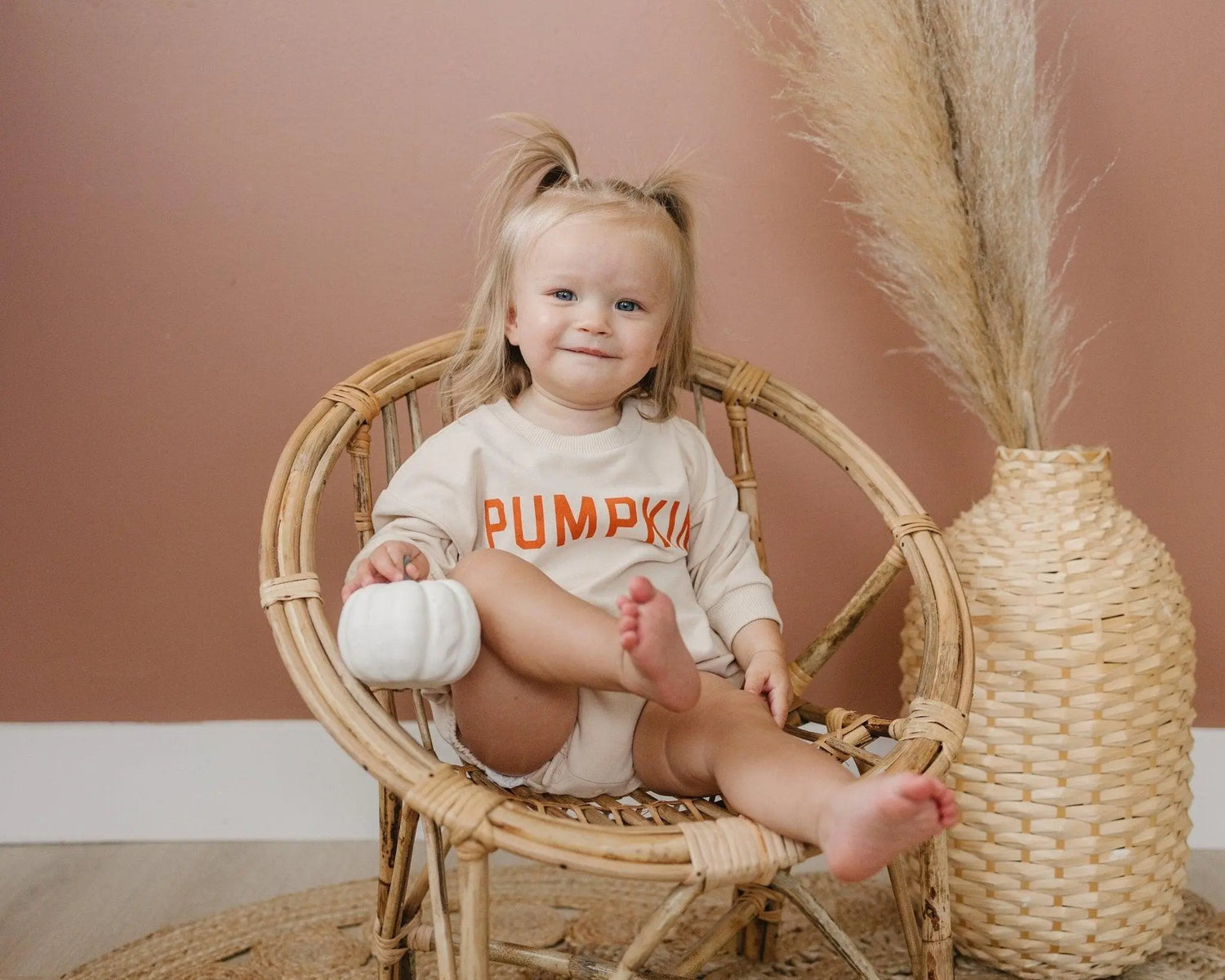 Little Joy Co. Pumpkin Graphic Organic Cotton Sweatshirt Romper With Snaps - Apparel & Accessories > Clothing > Baby & Toddler Clothing > Baby One-Pieces