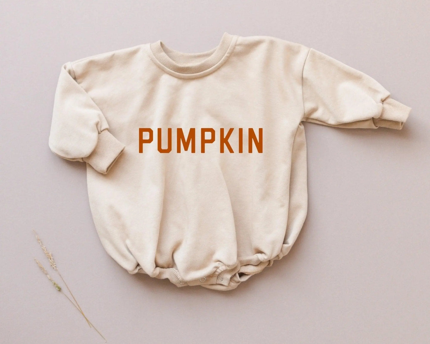 Pumpkin Oversized Sweatshirt Romper With Snap Closure Little Joy Co. Everetts Place: Online Boutique