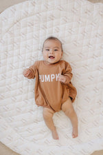 Little Joy Co. Pumpkin Oversized Sweatshirt Romper With Snap Closure -