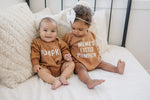 Little Joy Co. Pumpkin Oversized Sweatshirt Romper With Snap Closure -
