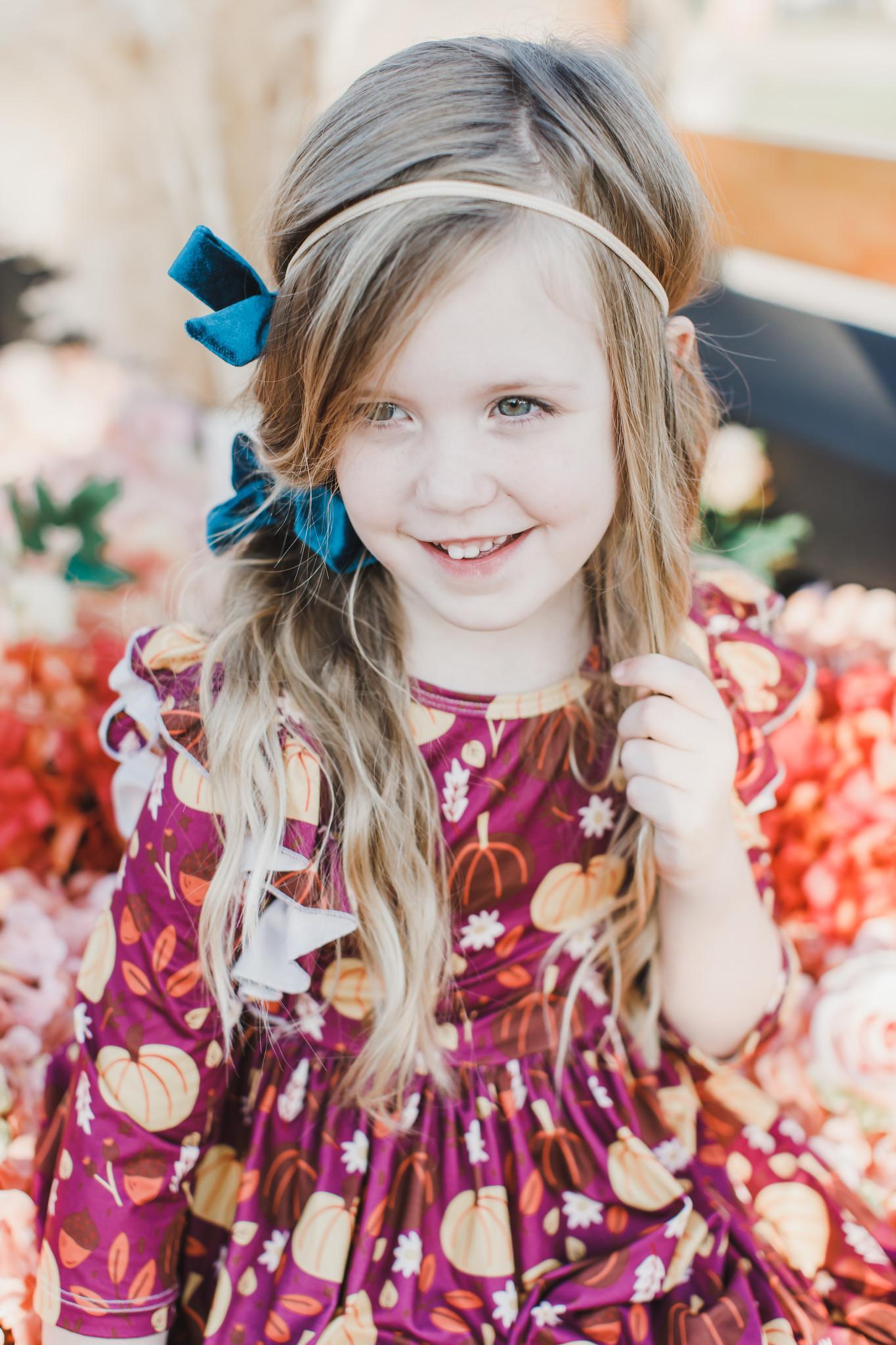 Pumpkin Patch Three Quarter Sleeve Ruffle Twirl Dress Girls Mila & Rose ® Everetts Place: Online Boutique