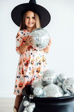 Pumpkin Peekaboo 3/4 Sleeve Pocket Twirl Dress by Mila & Rose ®