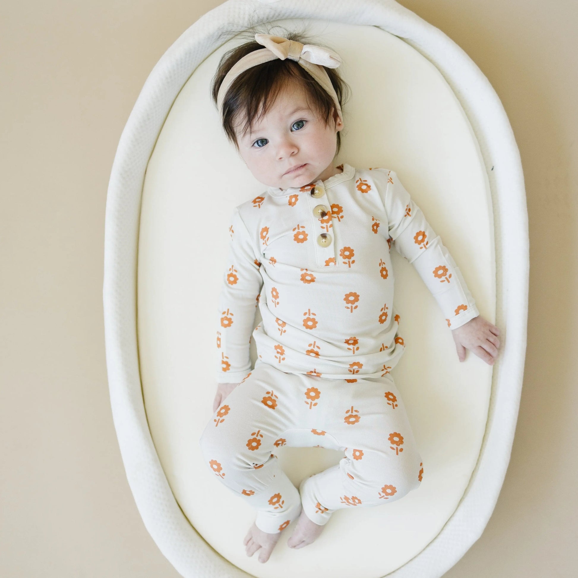 Pumpkin Posie Bamboo Pajamas For Kids 2 Piece Henley Set Little Joy Co. Everetts Place: Online Boutique