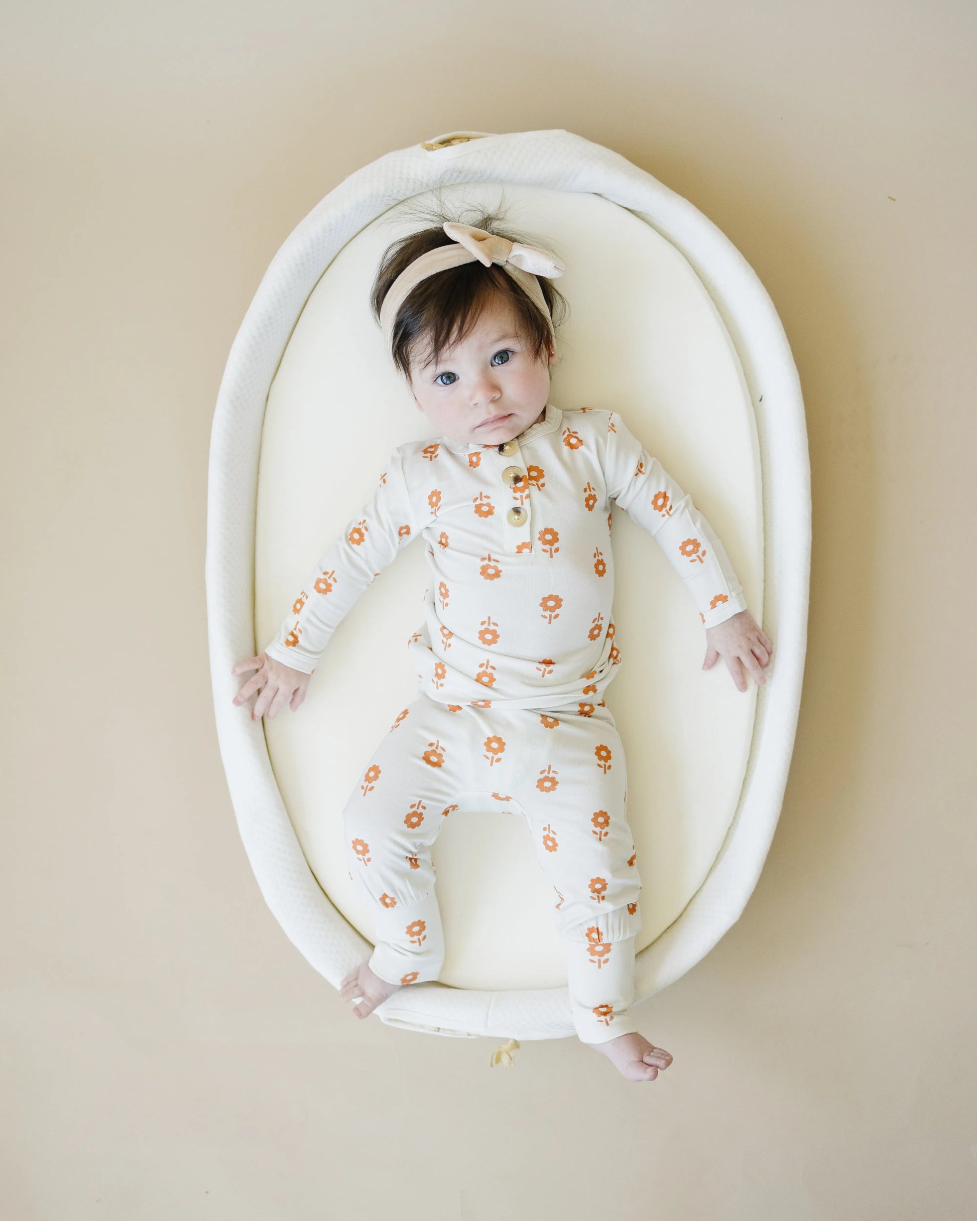 Pumpkin Posie Bamboo Pajamas For Kids 2 Piece Henley Set Little Joy Co. Everetts Place: Online Boutique