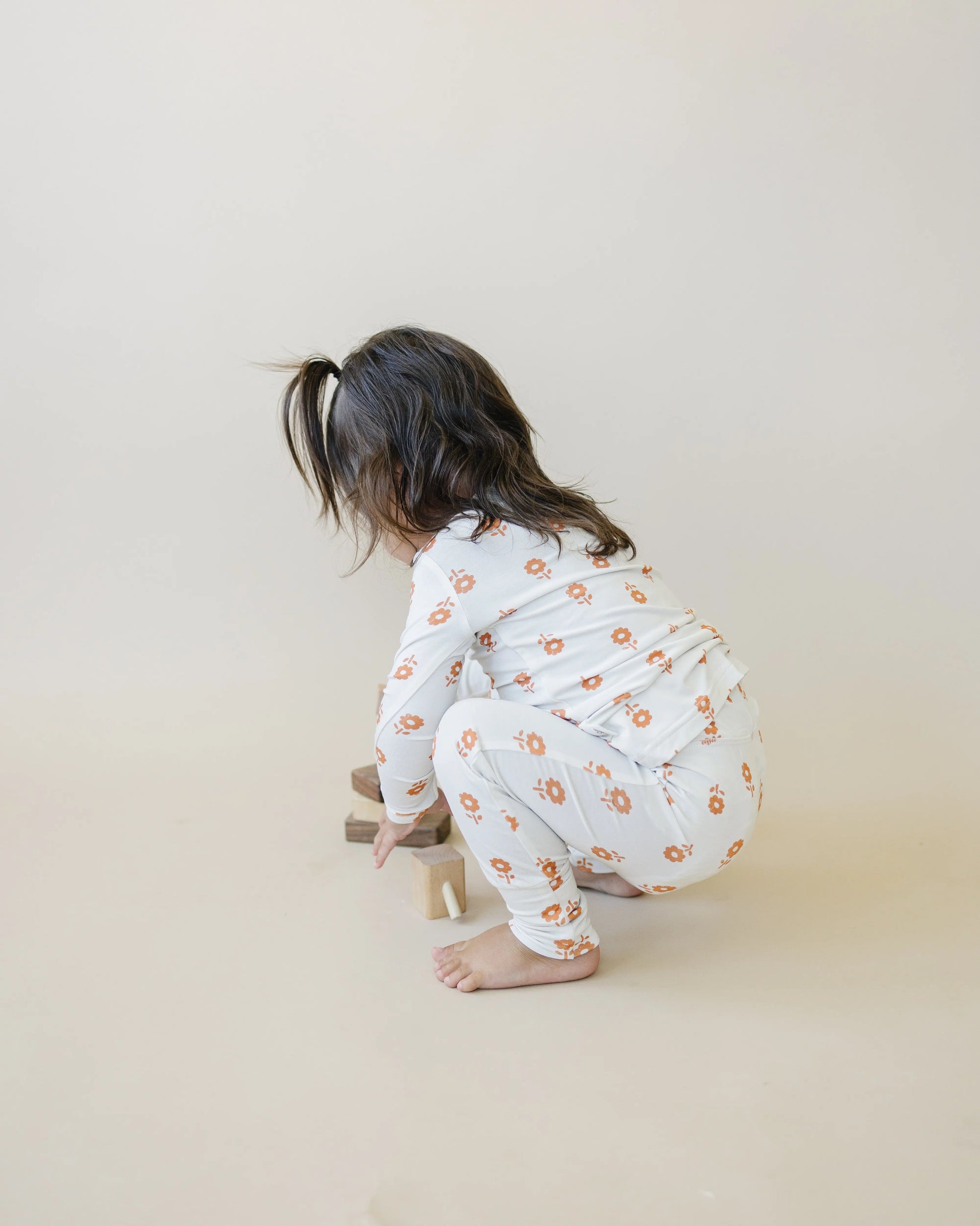 Pumpkin Posie Bamboo Pajamas For Kids 2 Piece Henley Set Little Joy Co. Everetts Place: Online Boutique