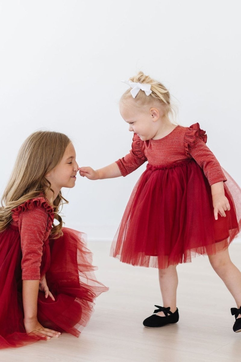 Mila & Rose ® Pumpkin Spice Shimmer Tutu Dress Three Quarter Sleeve - Everetts Place Boutique - 
