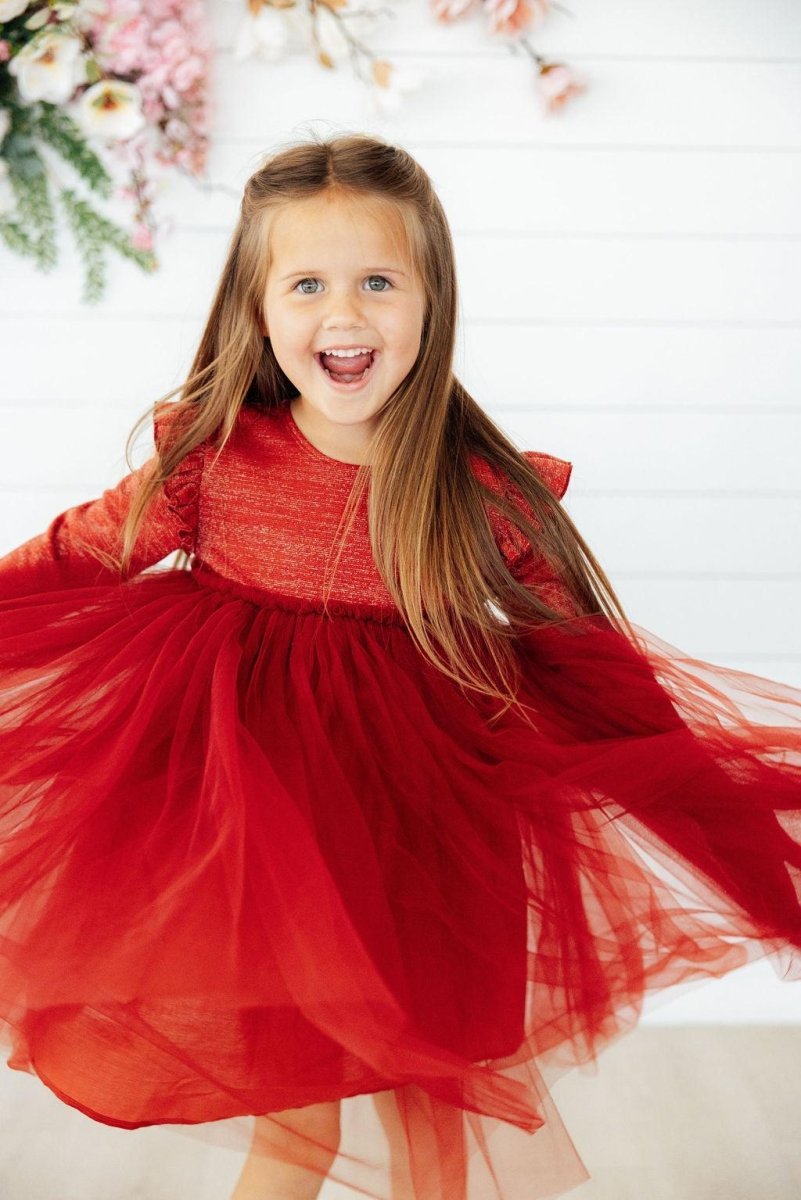 Mila & Rose ® Pumpkin Spice Shimmer Tutu Dress Three Quarter Sleeve - Everetts Place Boutique - 