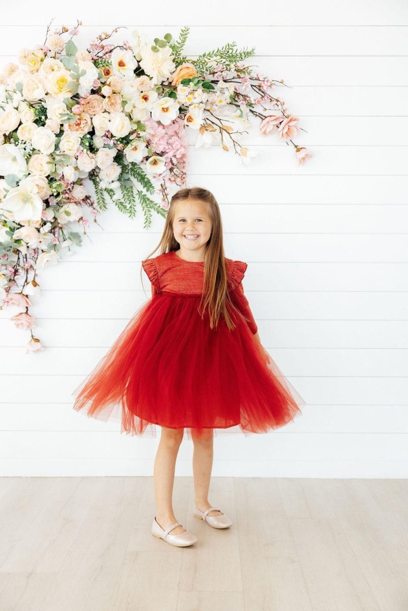 Mila & Rose ® Pumpkin Spice Shimmer Tutu Dress Three Quarter Sleeve - Everetts Place Boutique - 