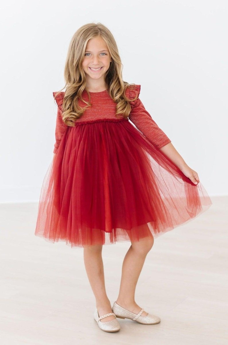 Mila & Rose ® Pumpkin Spice Shimmer Tutu Dress Three Quarter Sleeve - Everetts Place Boutique - 