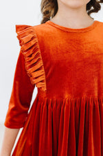 Pumpkin Spice Velvet Ruffle Twirl Dress by Mila & Rose ®