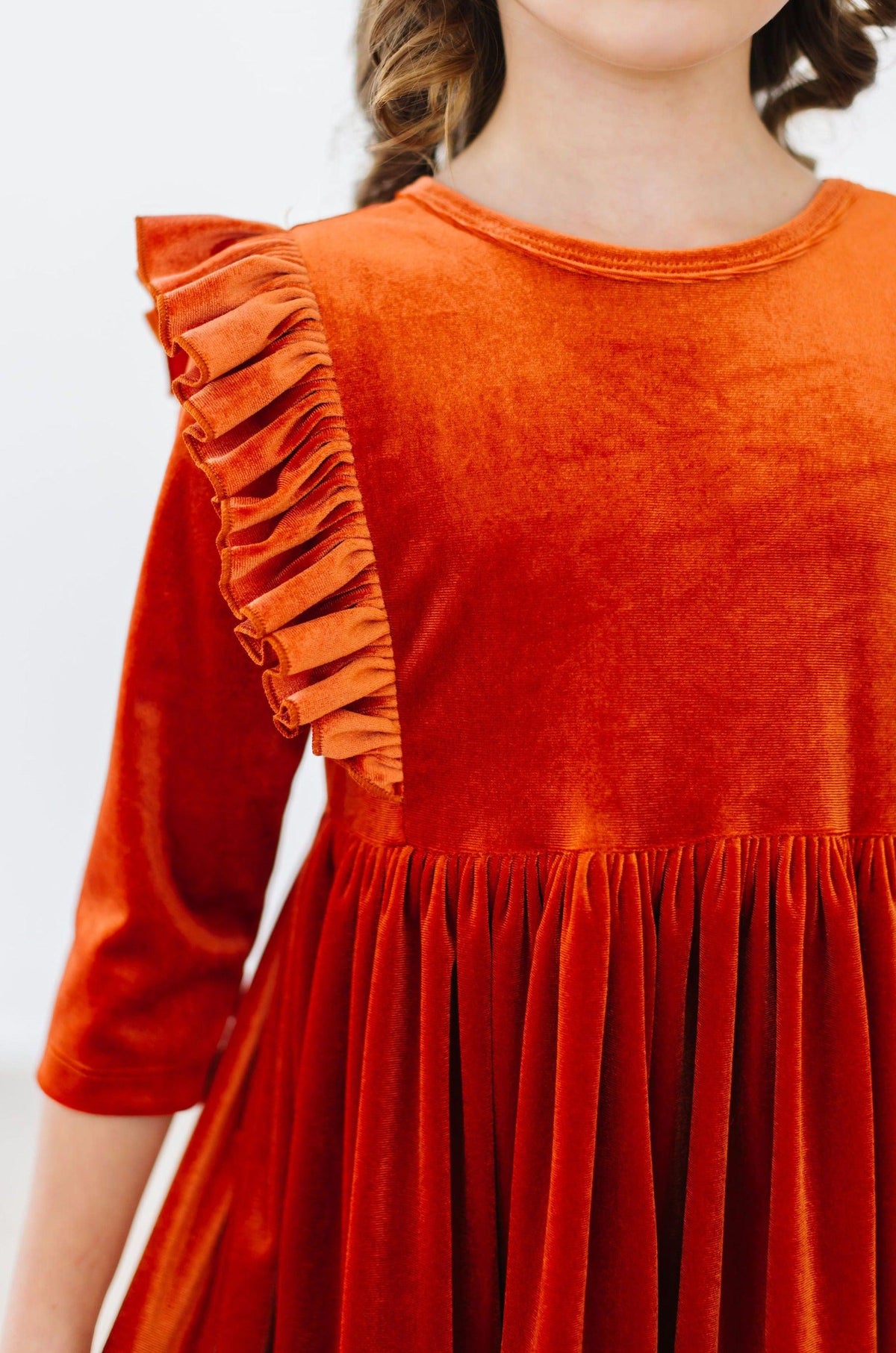 Pumpkin Spice Velvet Ruffle Twirl Dress by Mila & Rose ®