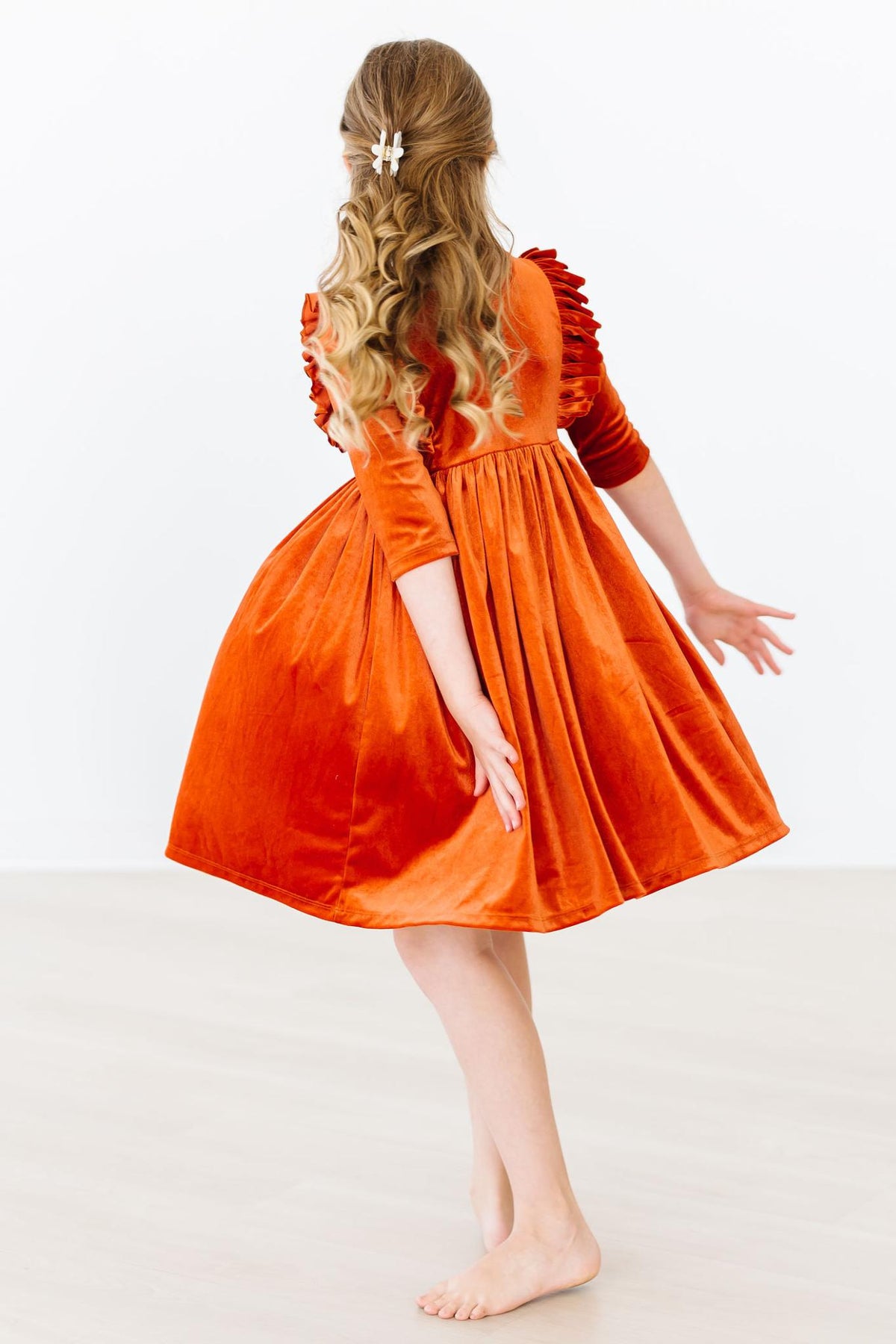 Pumpkin Spice Velvet Ruffle Twirl Dress by Mila & Rose ®