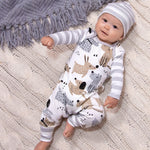 Puppy Dogs Romper For Babies With Soft 100 Percent Cotton And Grey Stripe Trim Tesa Babe 