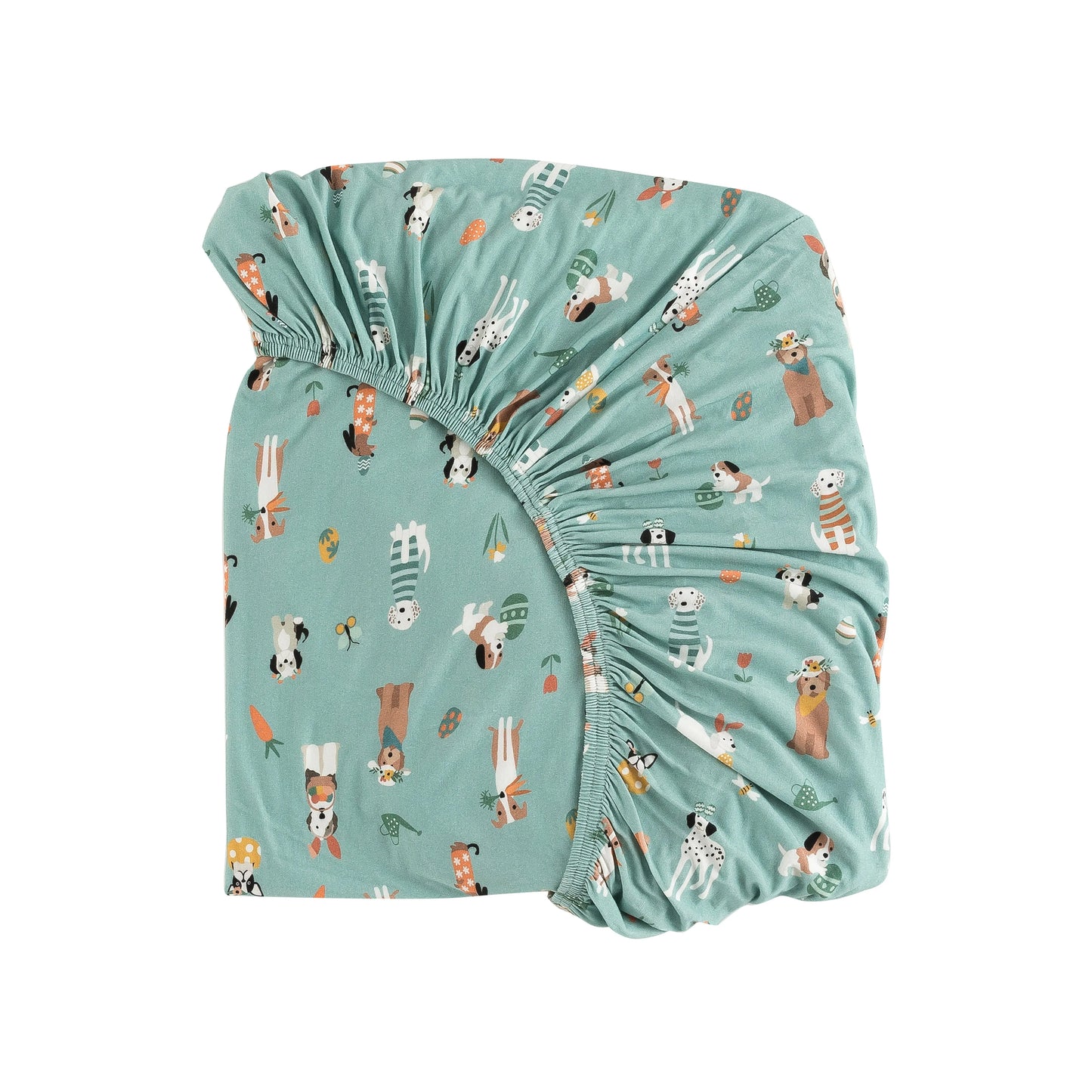 Puppy Egg Hunt Crib Sheet Aquamarine Dreamlet Bedding Dreamlet Everetts Place: Online Boutique