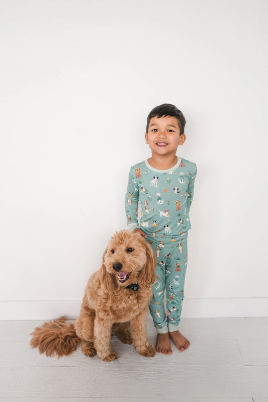 Puppy Egg Hunt Long Sleeve Pajamas Aquamarine Dreamlet Dreamlet Everetts Place: Online Boutique