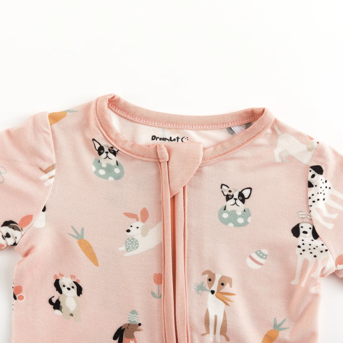 Puppy Egg Hunt Pink Romper Dreamlet Soft Breathable Dreamlet Everetts Place: Online Boutique
