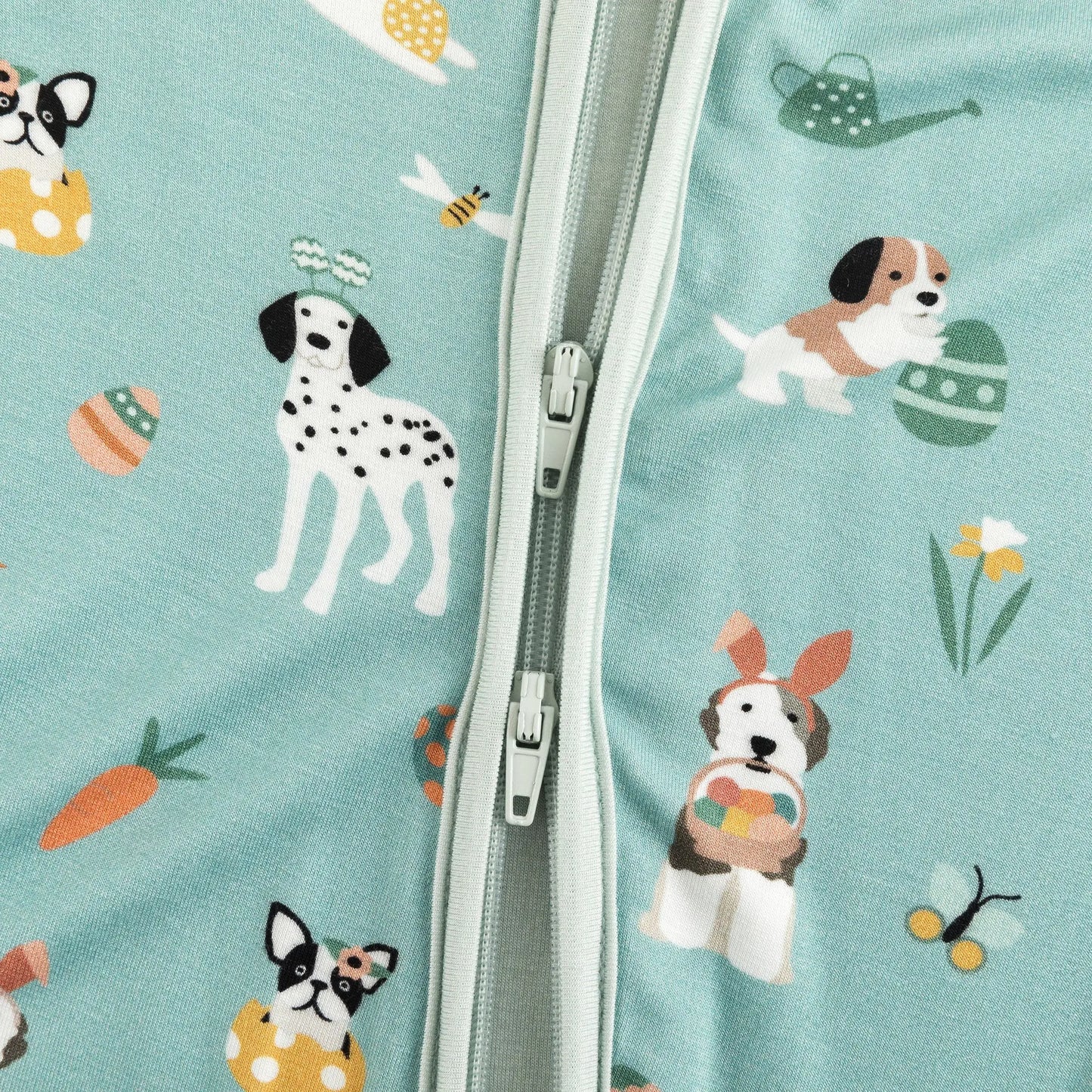 Puppy Egg Hunt Romper Aquamarine Dreamlet Baby Outfit Dreamlet Everetts Place: Online Boutique