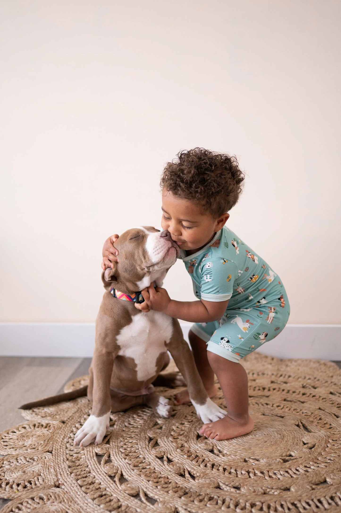 Puppy Egg Hunt Romper Aquamarine Dreamlet Baby Outfit Dreamlet Everetts Place: Online Boutique