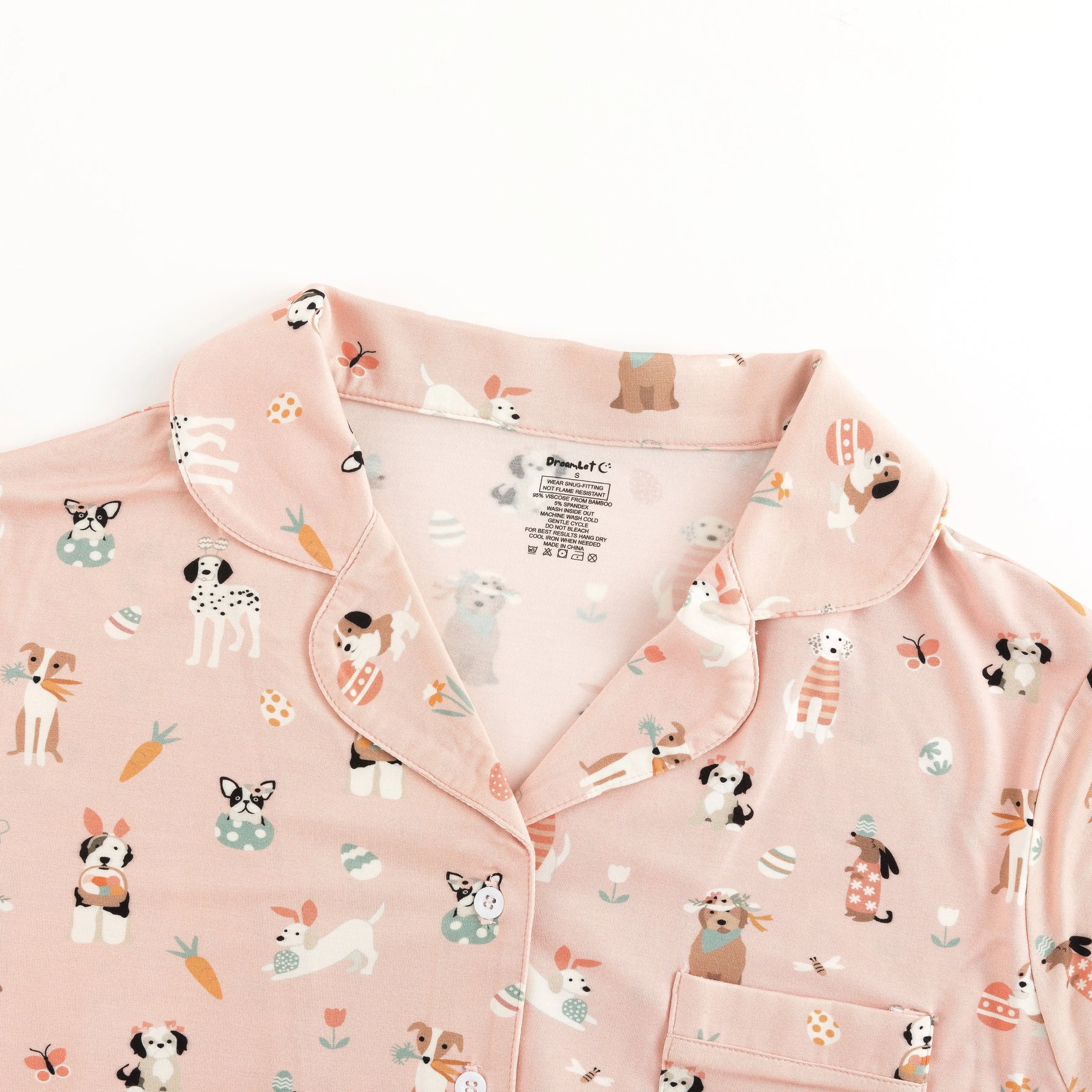 Dreamlet Puppy Egg Hunt Womens Short Sleeve Pajama Set Pink Dreamlet - Apparel & Accessories > Clothing > Sleepwear & Loungewear Women's PJs