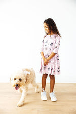 Mila & Rose ® Puppy Kisses Three Quarter Sleeve Pocket Twirl Dress - Everetts Place Boutique - 