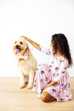 Mila & Rose ® Puppy Kisses Three Quarter Sleeve Pocket Twirl Dress - Everetts Place Boutique - 